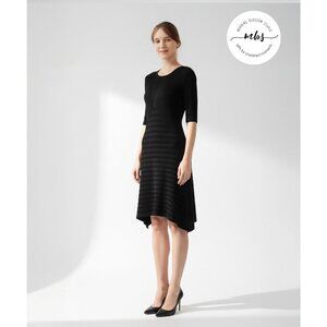 Opening Ceremony Crew Neck Striped Knit Midi Dress Black Women M